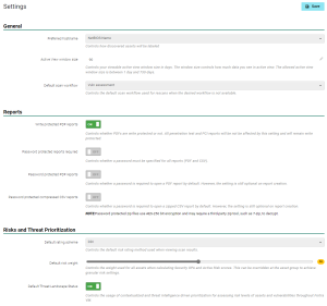 Frontline VM Scan Results Settings page